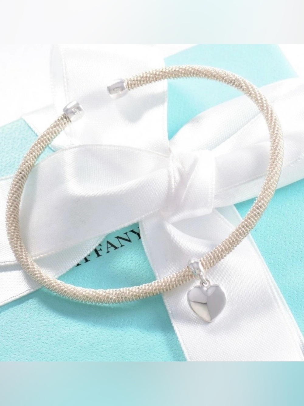 Vintage 1990’s Tiffany & Co. Somerset Mesh Heart Cuff Bracelet Sterling Silver